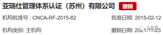 54家iso认证机构被撤销《认证机构批准书》