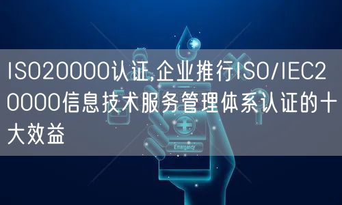 ISO20000认证,企业推行ISO/IEC20000信息技术服务管理体系认证的十大效益(10)