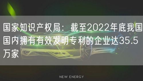 国家知识产权局：截至2022年底我国国内拥有有效发明专利的企业达35.5万家(6)